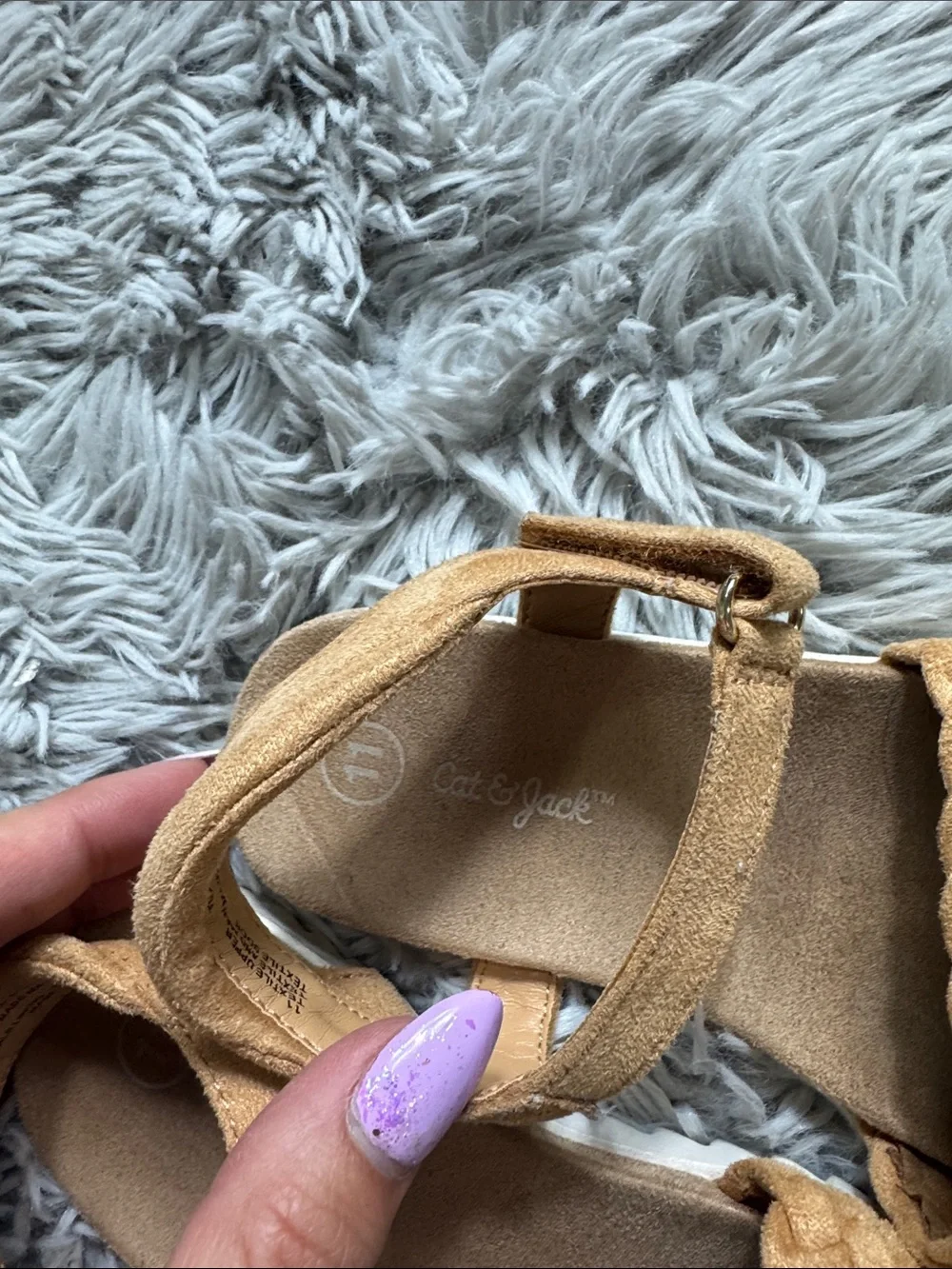 Cat & Jack Braided Strap Tan Suede Sandals size 11